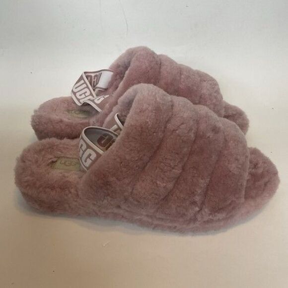 UGG Fluff Yeah Slide Slippers Soft Pink Sheepskin Sandals Women Size 10 109511 - Picture 12 of 12